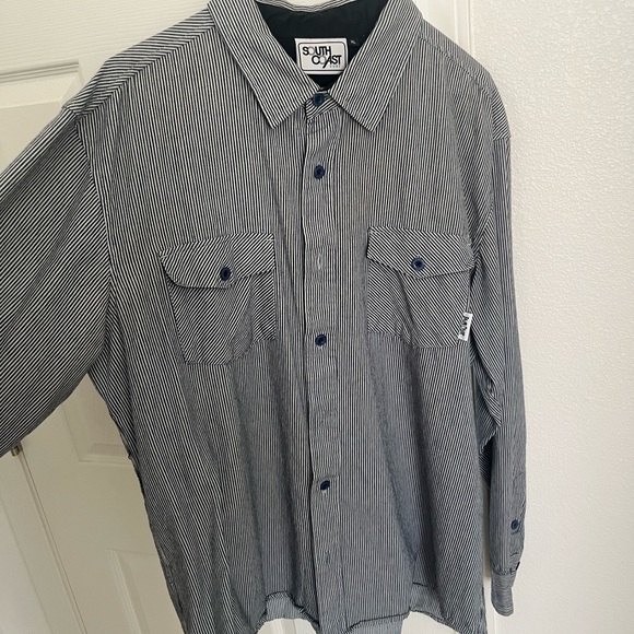 Men's Navy Striped Casual Shirt - Picture 1 of 5